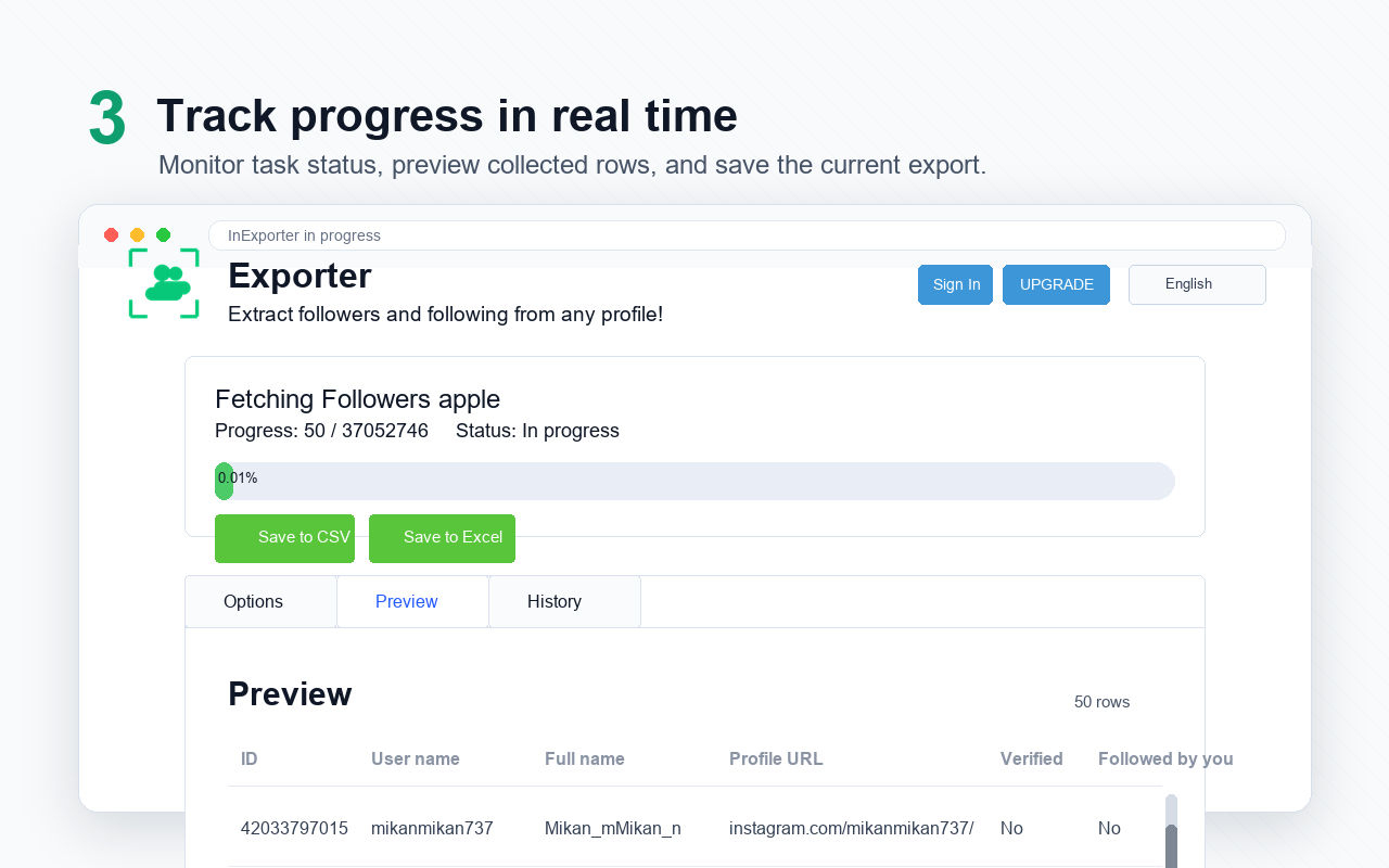 InExporter Chrome extension